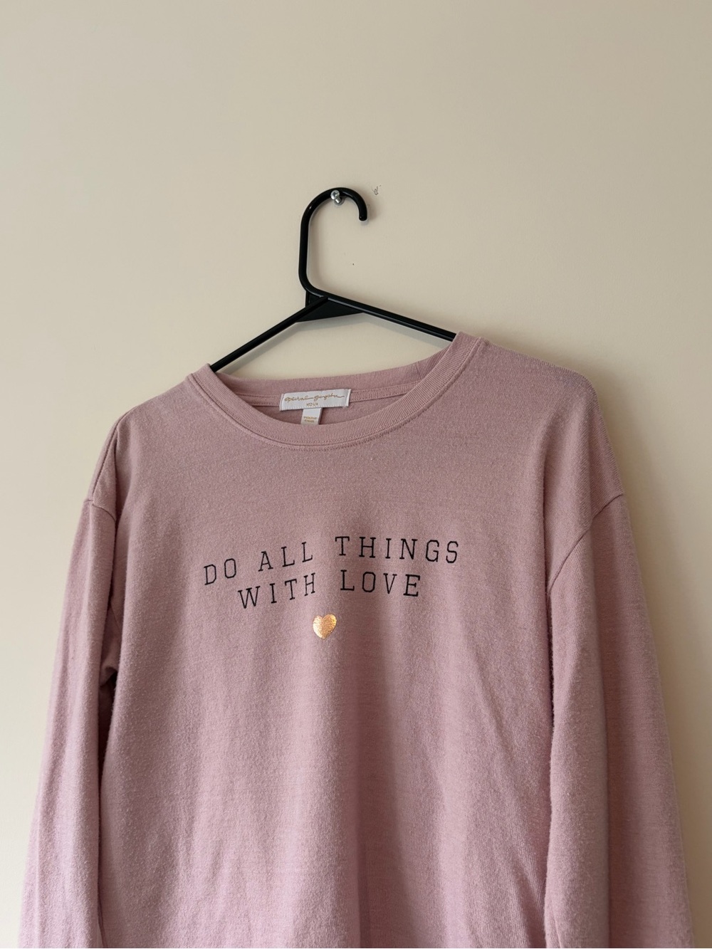 Spiritual Gangster Light Pink 'Do All Things With Love' Graphic Long-Sleeve Top - Picture 3 of 5
